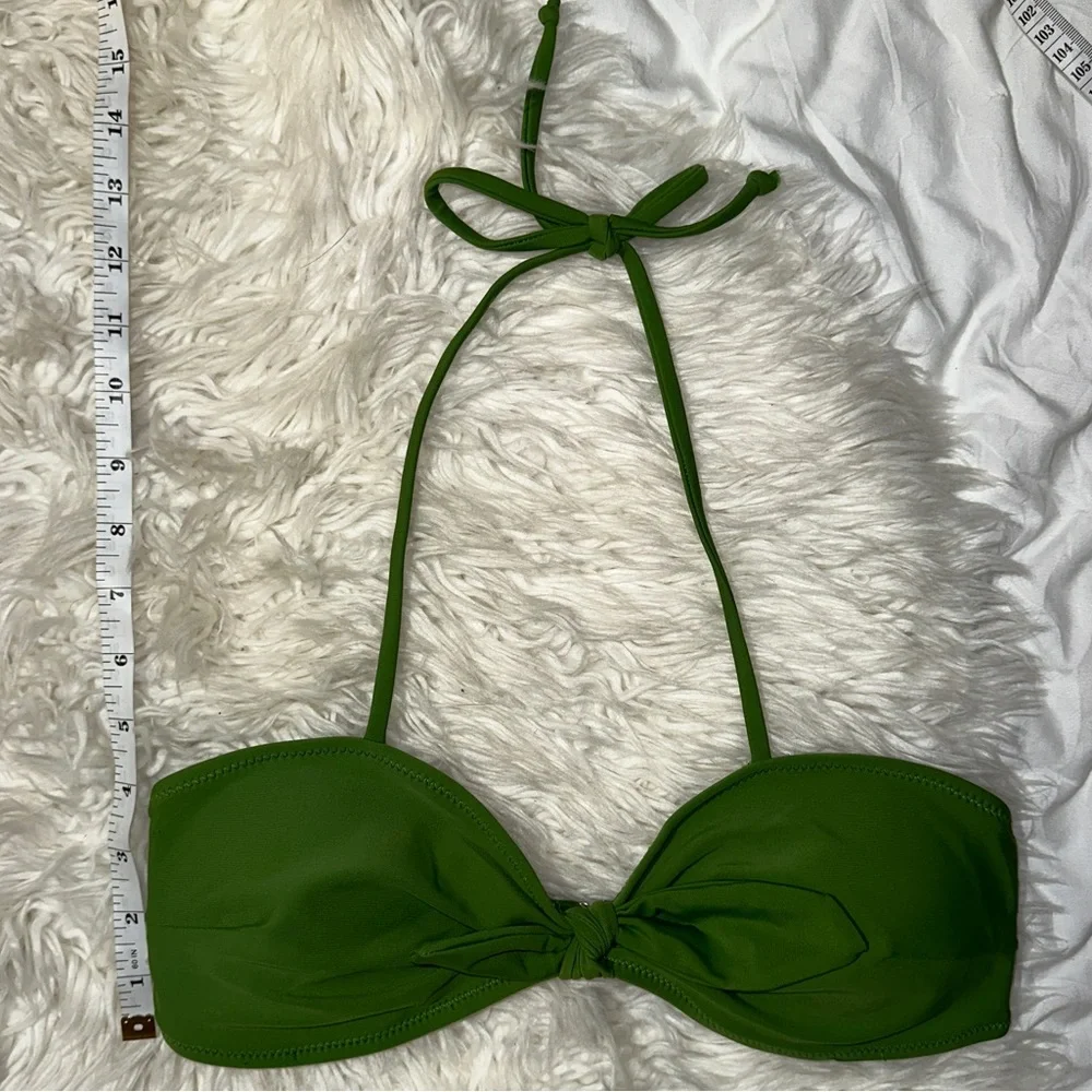 SHEIN | Green Ruched Halter Bikini Top Tie Front Padded Cups Small
